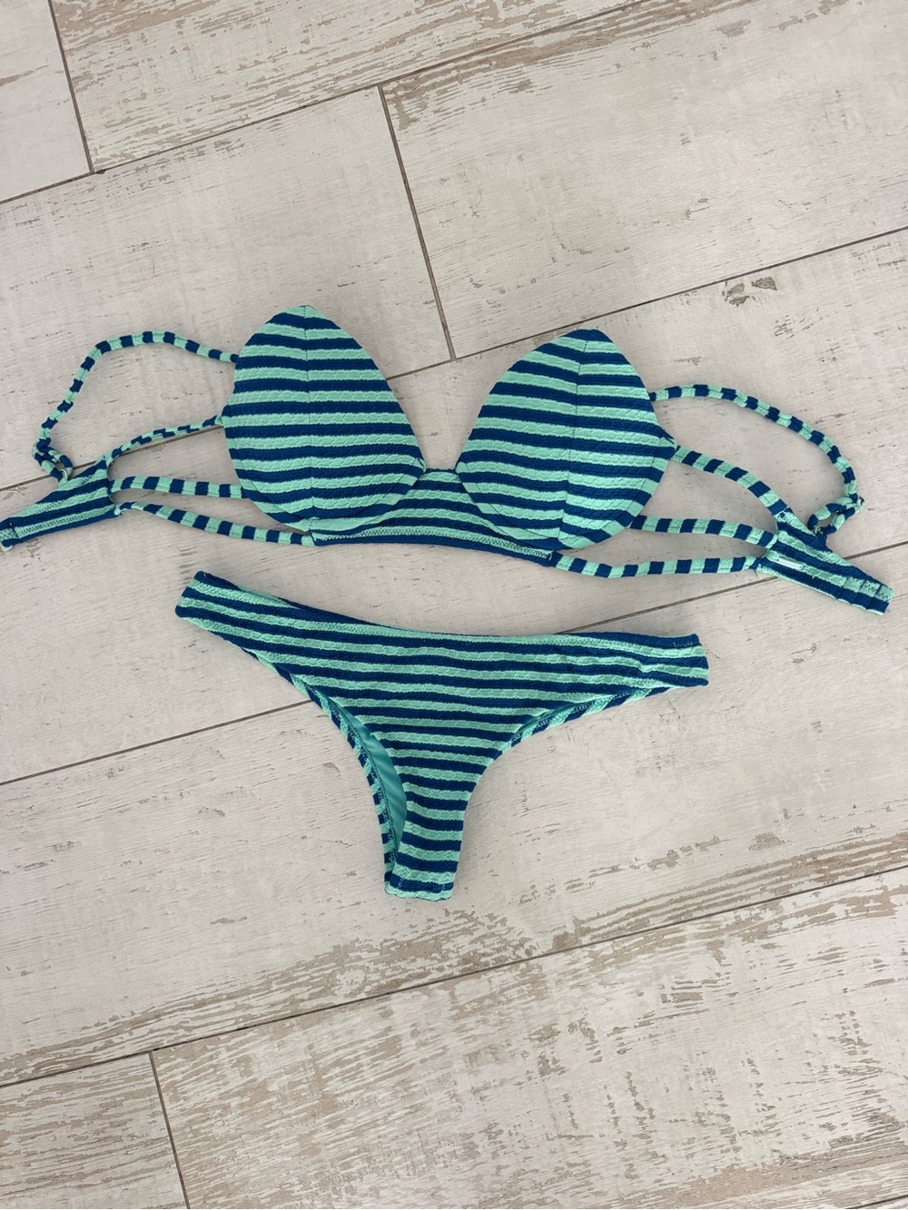 Volcom Teal and Navy Stripe Women’s Bikini